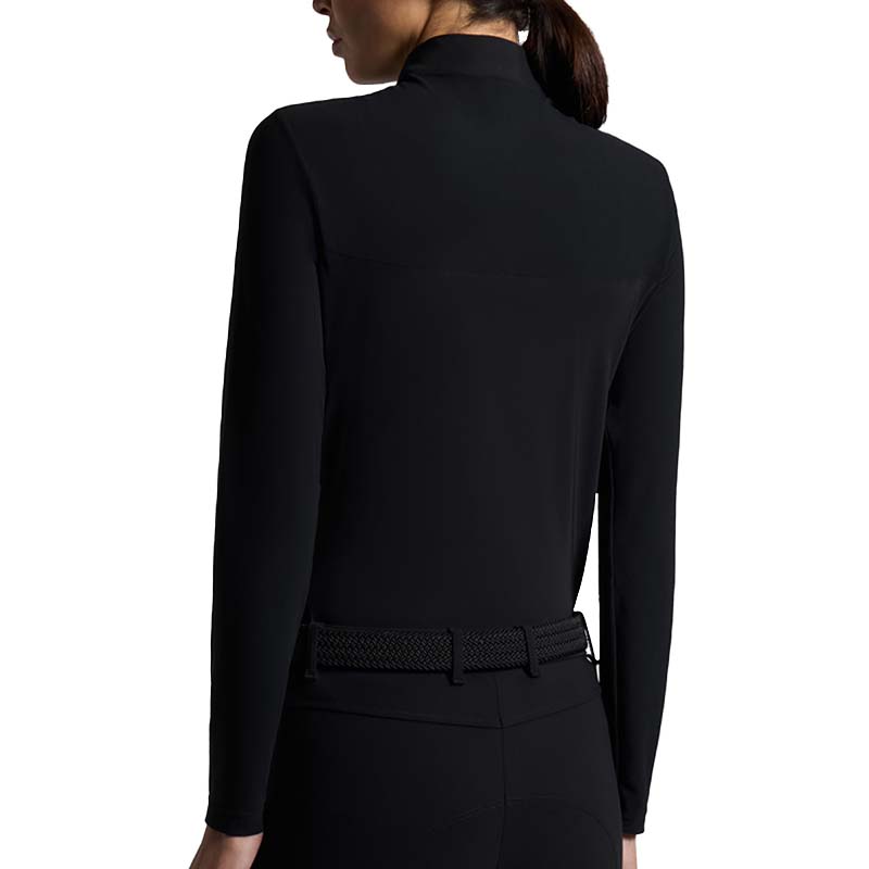 Cavalleria Toscana Damen-Trainingspolo mit perforierten Einsätzen Langarm - 9683