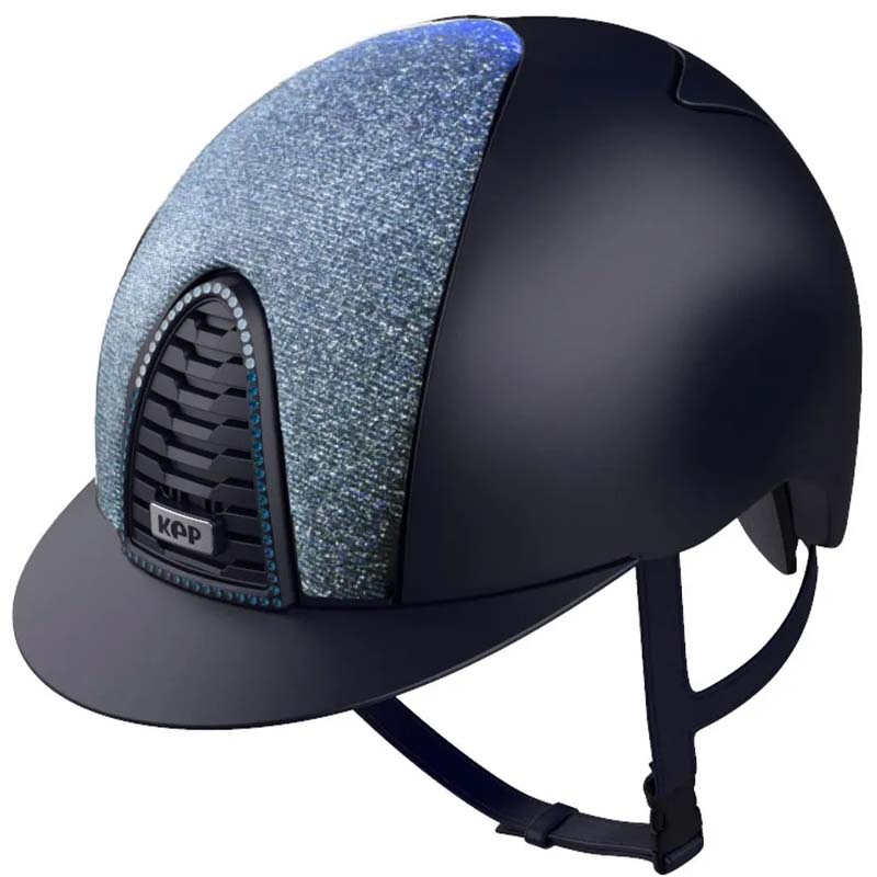 KEP Italia Cromo 2.0 Textilhelm, Blau / Galassia Hellblau mit Swarovski-Kristallen