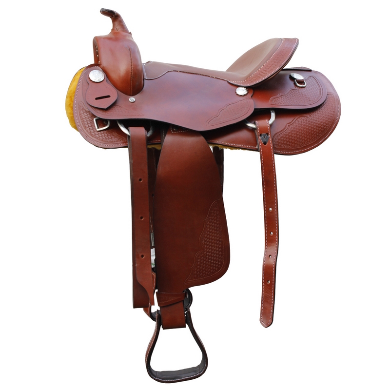 Westernsattel 16'' Semi Quarter aus Leder mit Basket Tooling - 4855