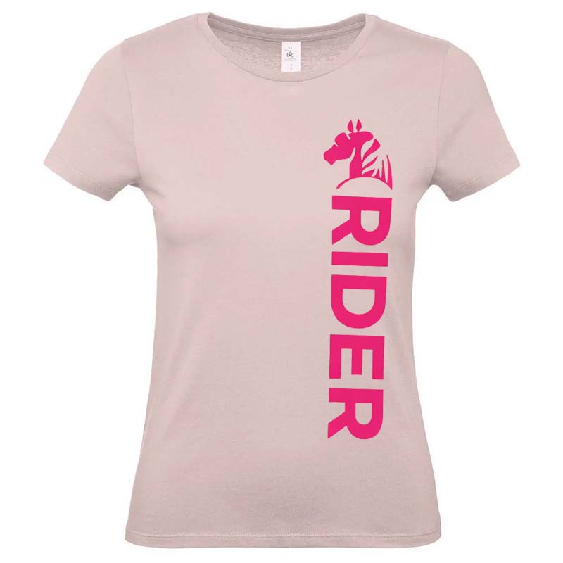 Damen Reit T-Shirt SWEET RIDER - Rosa mit Fuchsia-Druck - 9399