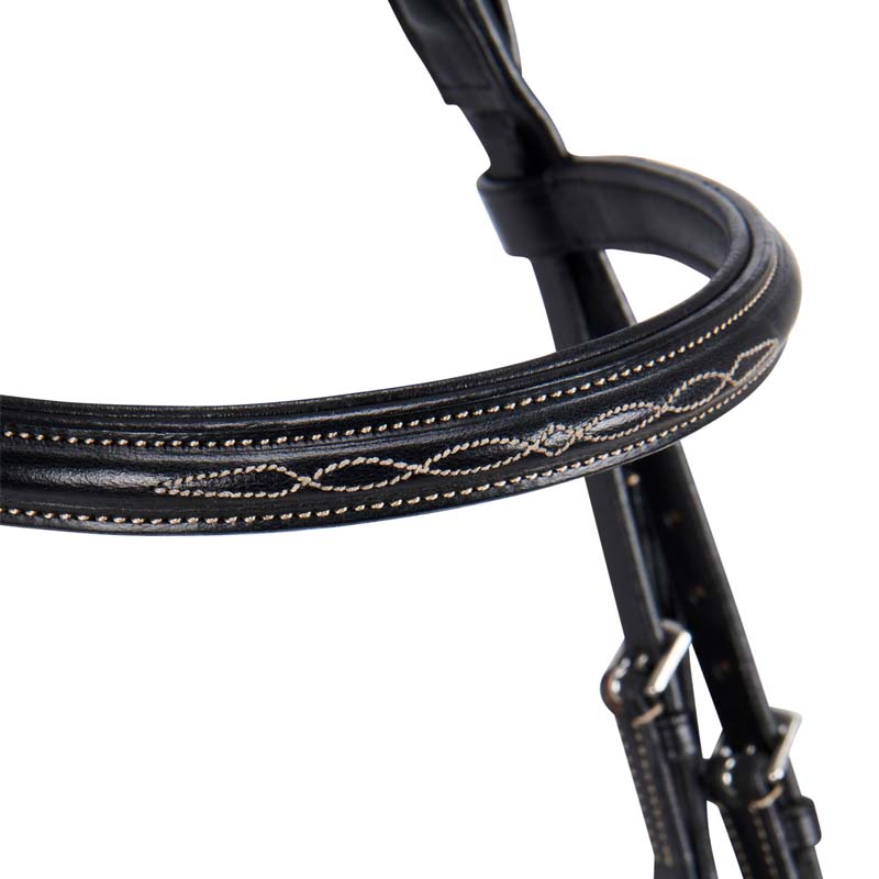 Equestro Englisches Zaumzeug aus Leder mit Deco New-Stickerei – mit Zügel - 2340