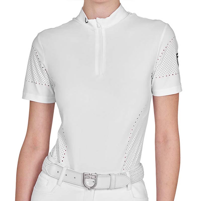Damen Technisches Reitshirt Equestro Kurzarm - Perforiertes Design - 9056