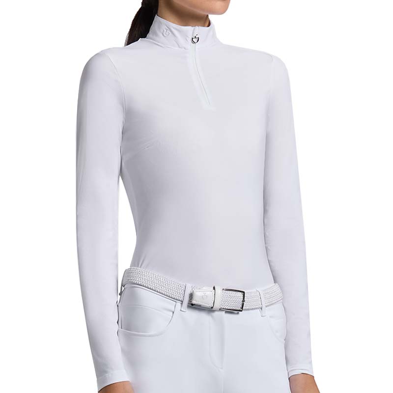 Cavalleria Toscana Damen-Turniershirt Langarm mit gestreiftem Rückeneinsatz