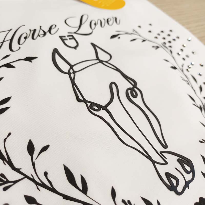 Equestro Damen T-Shirt aus Baumwolle mit “Horse Lover”-Print und Strass - 9058