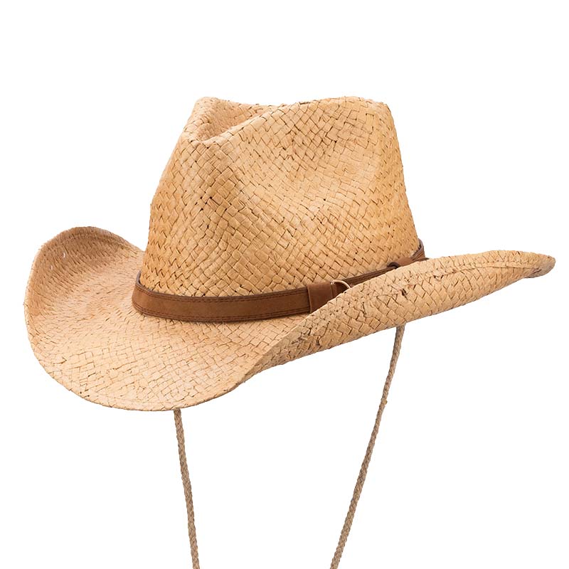 Westernhut BOULDER aus Papierstroh mit braunem Hutband