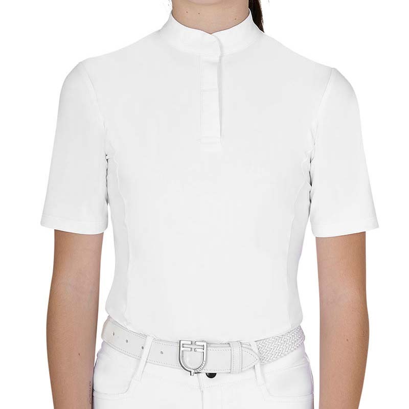 Equestro Mädchen Leichtes Turnierpolo - Kurzarm mit verdeckten Knöpfen - 9745