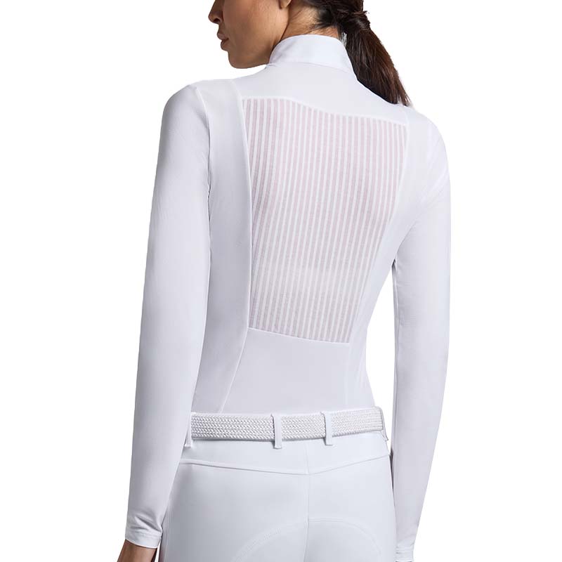 Cavalleria Toscana Damen-Turniershirt Langarm mit gestreiftem Rückeneinsatz - 9621