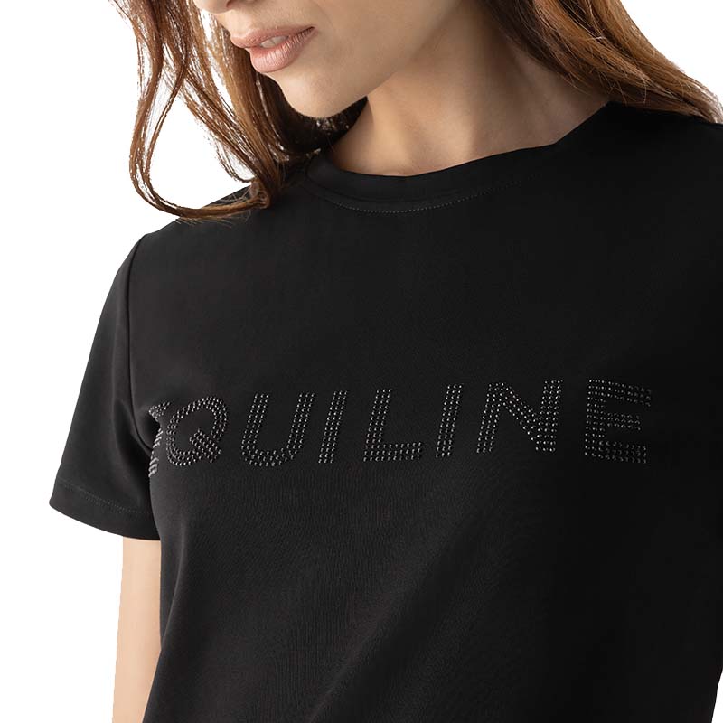 Equiline Damen T-Shirt aus Baumwolle mit Strass-Logo GLESS - 9278