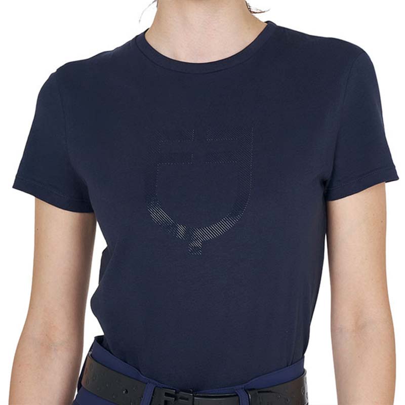 Damen reit t-shirt equestro aus baumwolle mit glossy logo