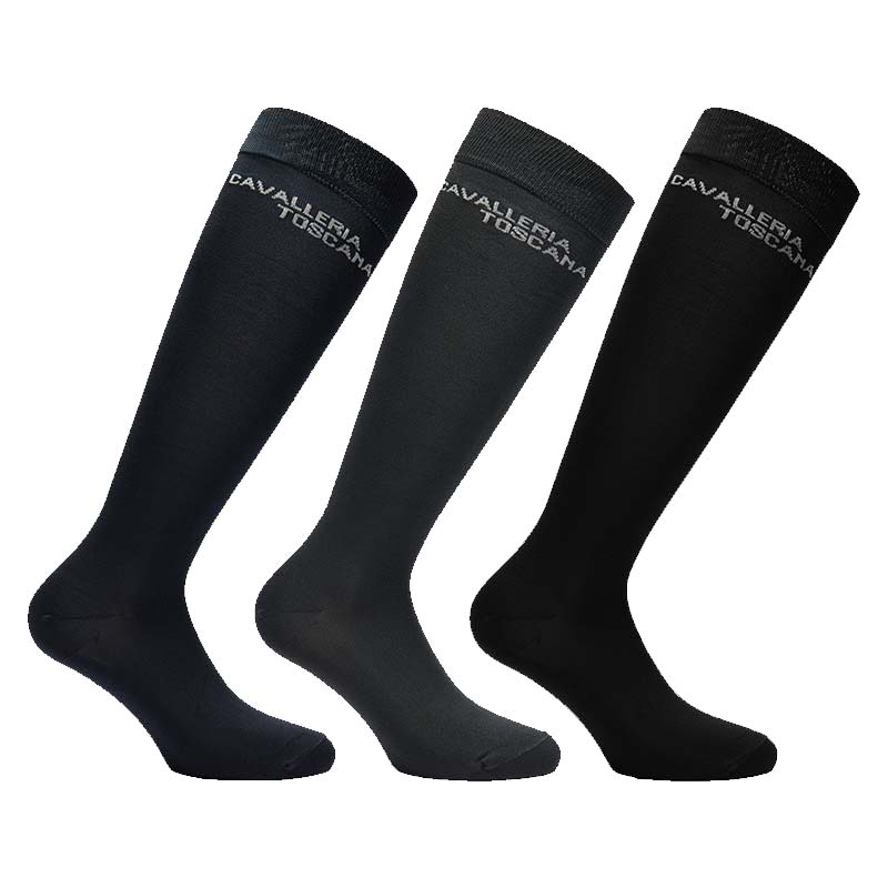 Set mit 3 Paaren Unisex-Reitsocken Cavalleria Toscana Jacquard