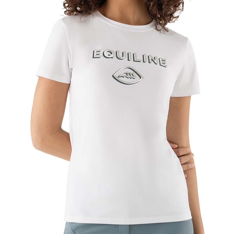 Stretch Baumwoll T-Shirt Equiline CALOP mit Grafiklogo für Damen - 9297