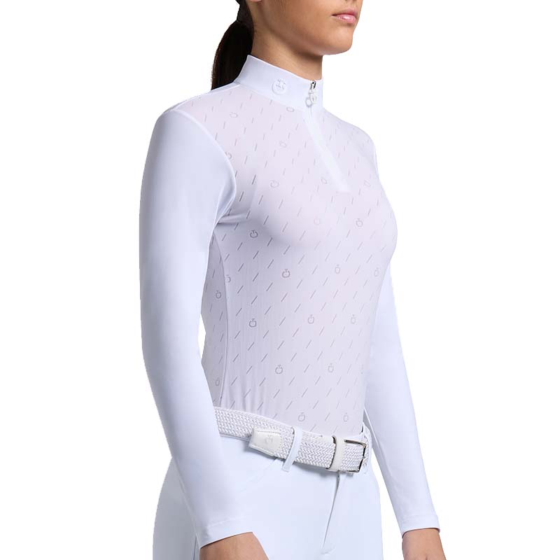 Cavalleria Toscana Turnierpolo für Mädchen mit All-Over-Logo, Langarm