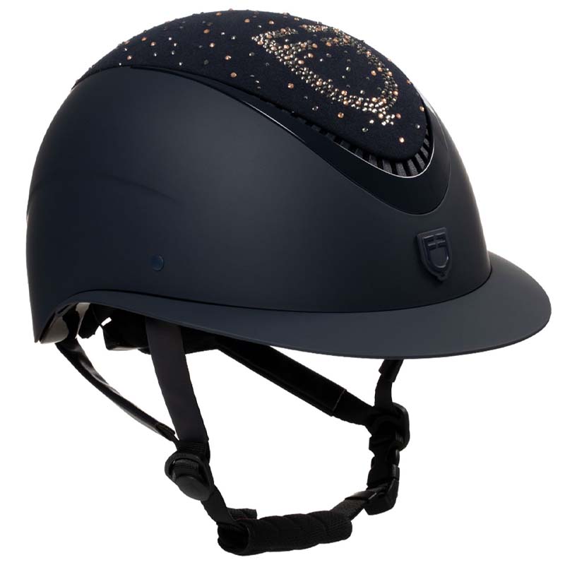 Equestro PROXIMA Reithelm mit Strass-Logo und matter Schale - 9802