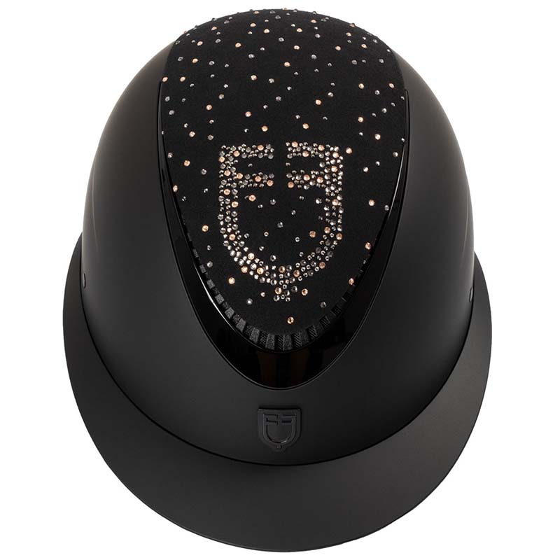 Equestro PROXIMA Reithelm mit Strass-Logo und matter Schale - 9802