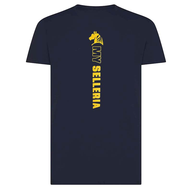 Herren Reit T-Shirt STALLION SPIRIT - Blue Edition mit Senfgelbem Druck - 9401