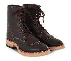 WESTERN-STIEFEL POOL'S IN GEFETTETE LEDER MIT FRANSEN UND SPITZEN - 4289