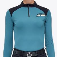 CAVALLERIA TOSCANA TRAININGS-POLOSHIRT AUS PIQUE für DAMEN MIT REISSVERSCHLUSS