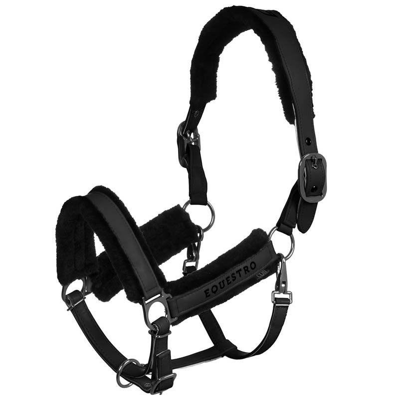Equestro Halfter aus Kunststoff mit Kunstfell - Doppelt verstellbar - 0346