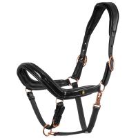 EQUESTRO GLÄNZENDES LEDERHALFTER MIT ROSÉGOLD-SCHNALLEN