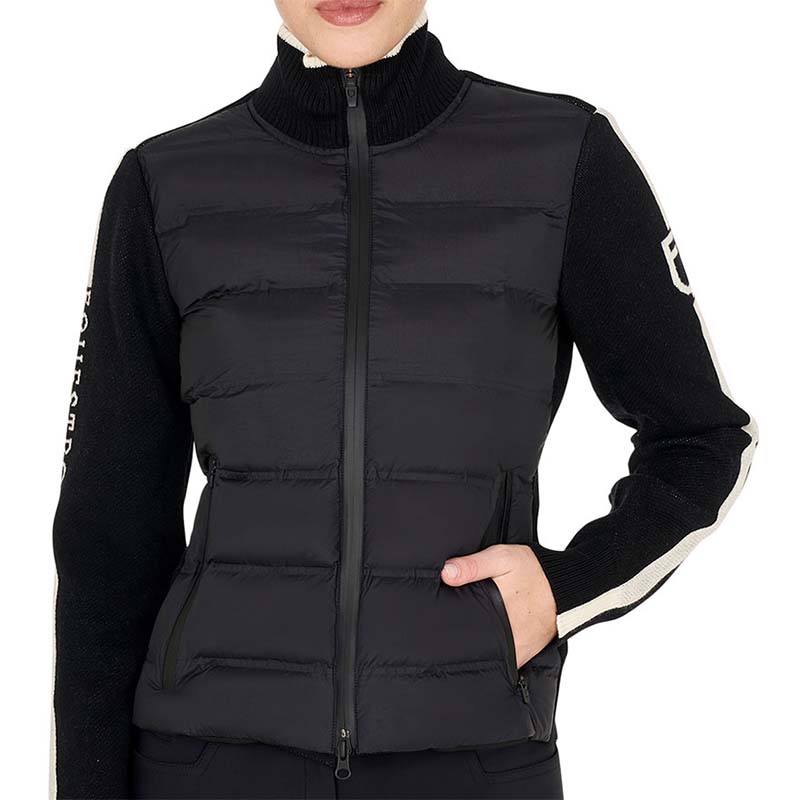 Equestro damen-pufferjacke mit strickeinsätzen