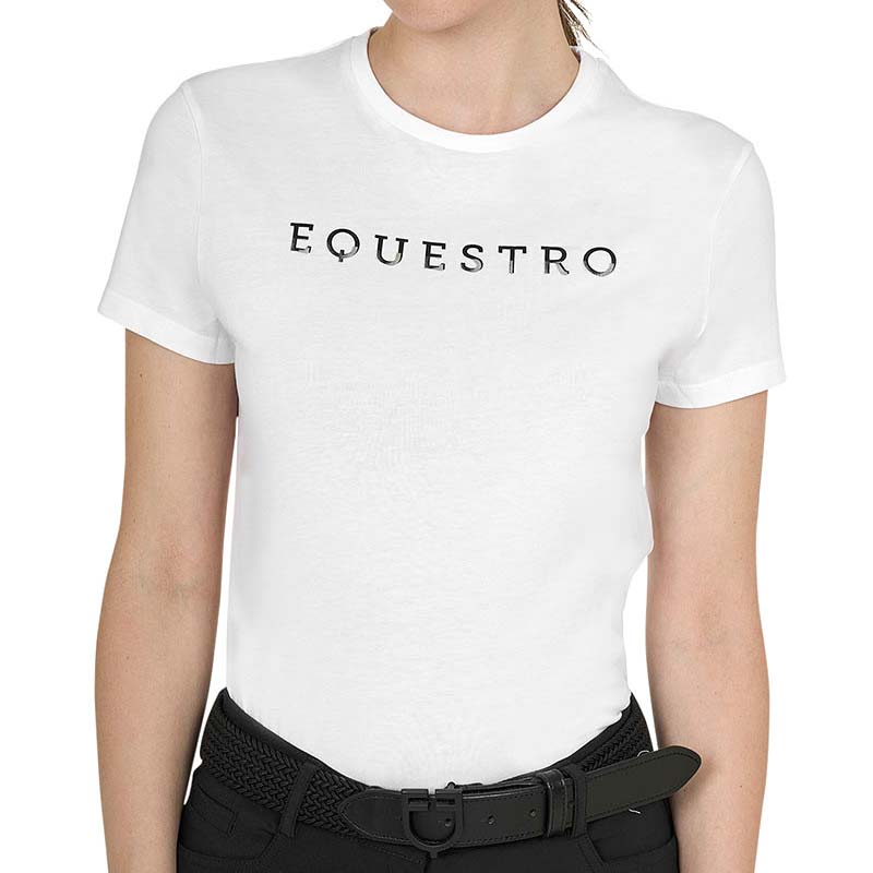 T-Shirt mit laminiertem Equestro Logo aus Baumwolle - Damen - 9058