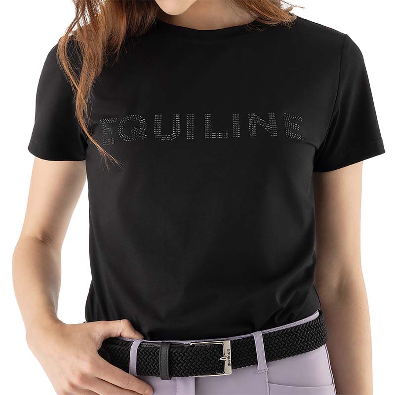 Equiline Damen T-Shirt aus Baumwolle mit Strass-Logo GLESS - 9278