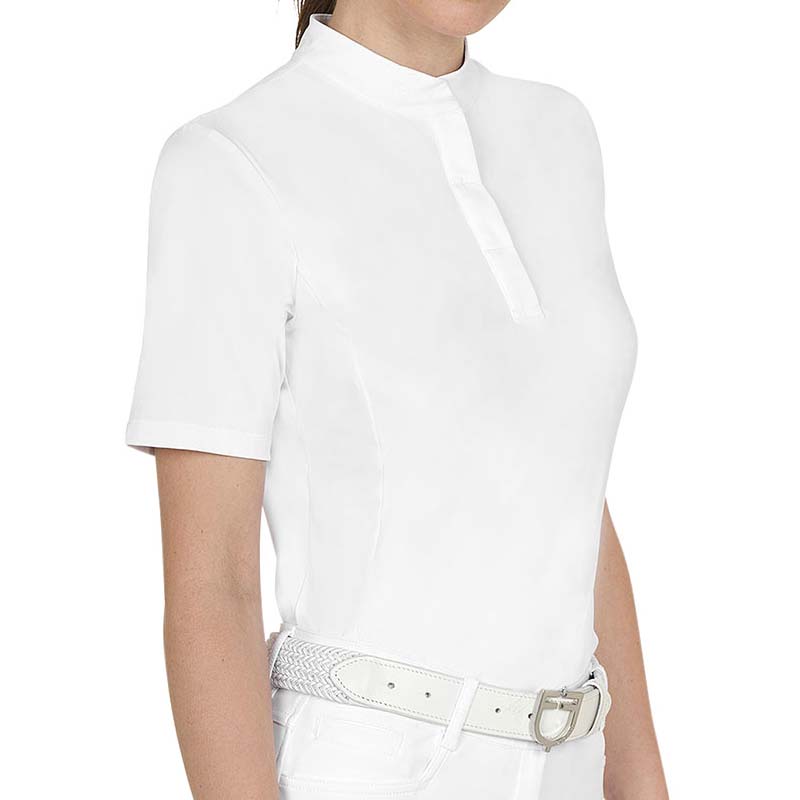 Equestro Damen Sommer Turnierpolo - Kurzarm mit verdeckten Knöpfen - 9060