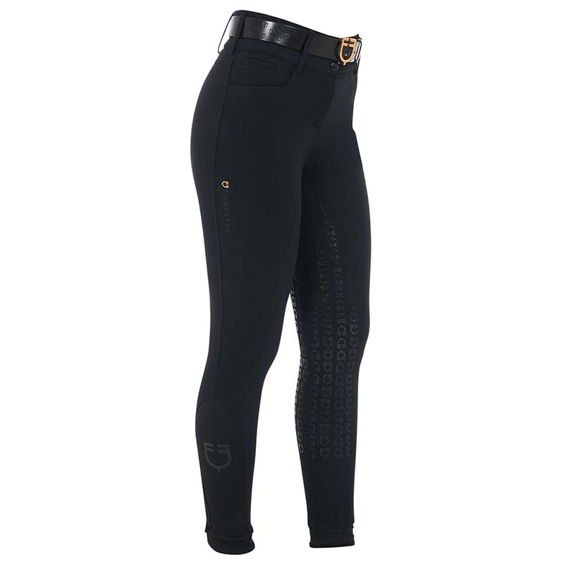 Equestro damenreithose full grip mit hoher taille und knöpfen - 3405