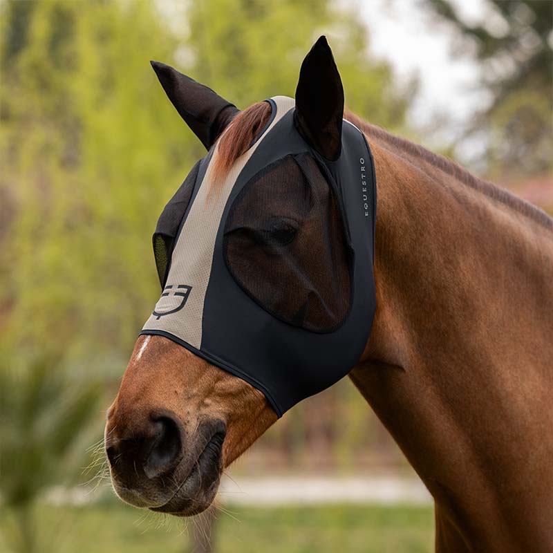 Equestro Fliegenmaske für Pferde aus Lycra und Mesh - 0681