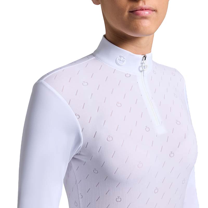 Cavalleria Toscana Turnierpolo für Mädchen mit All-Over-Logo, Langarm - 9635