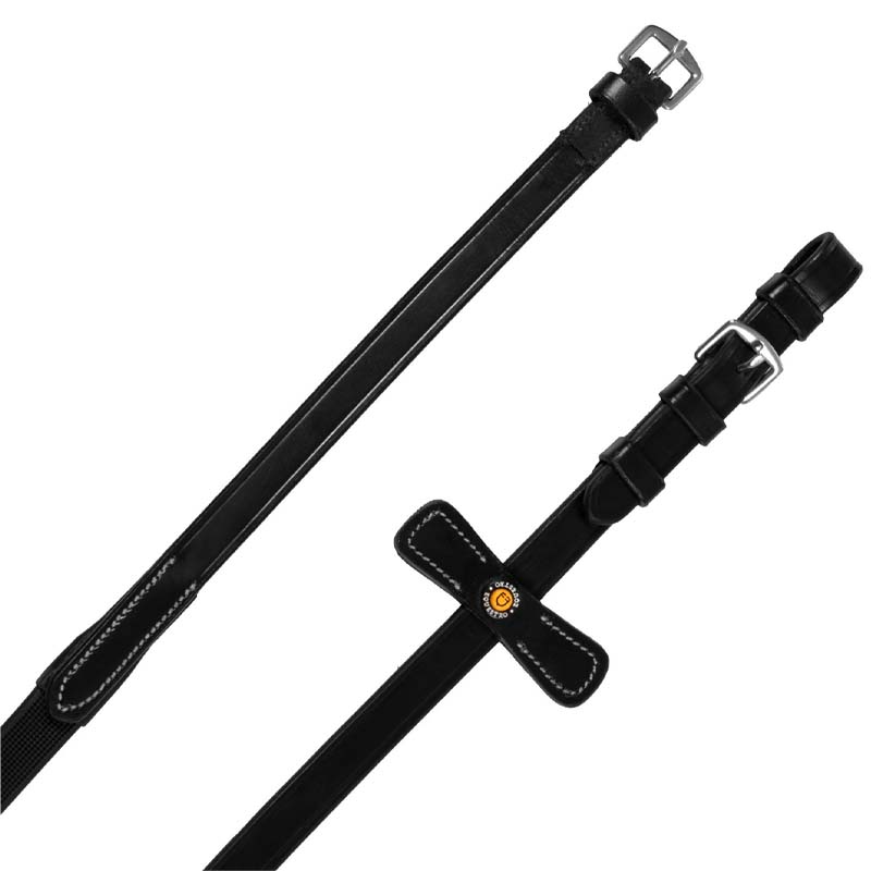 Equestro Englische Zügel mit Stoppern aus Leder und Gummigrip - 2377