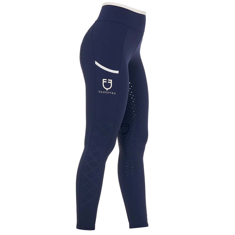 Equestro Damen Reitleggings Full Grip für Sommer mit perforiertem Einsatz - 9787