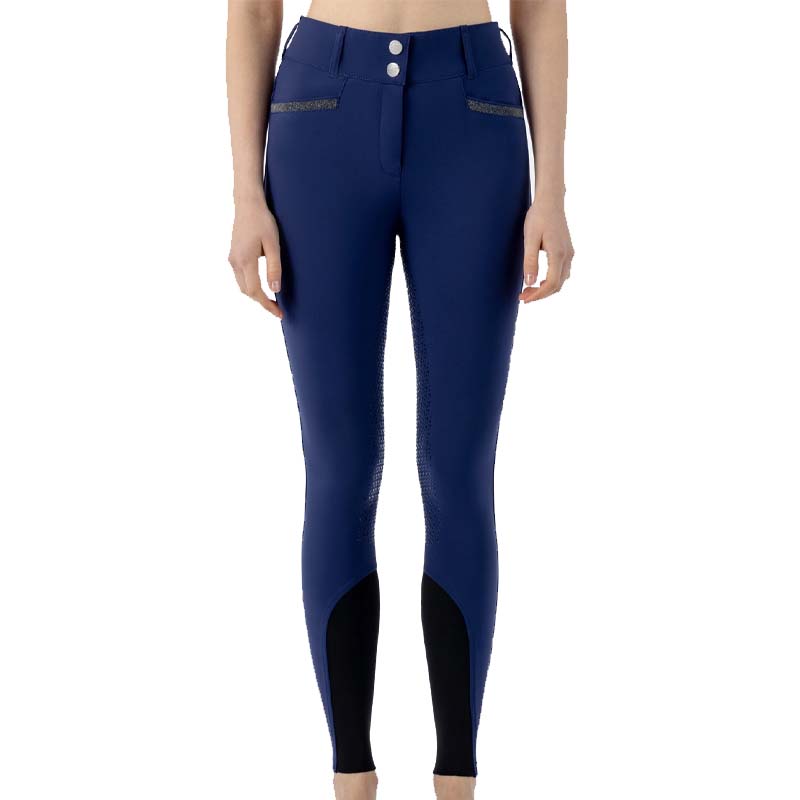 Equiline damenreithose crystalef mit full grip, glitzerdetails und hohem bund - 3819