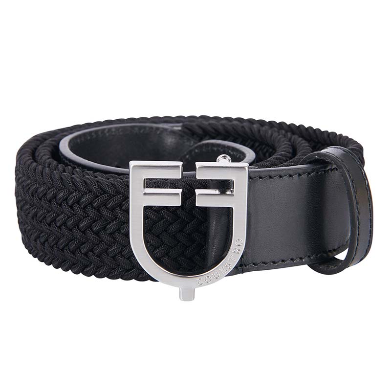 Equestro unisex elastischer gürtel aus leder mit logo-schnalle
