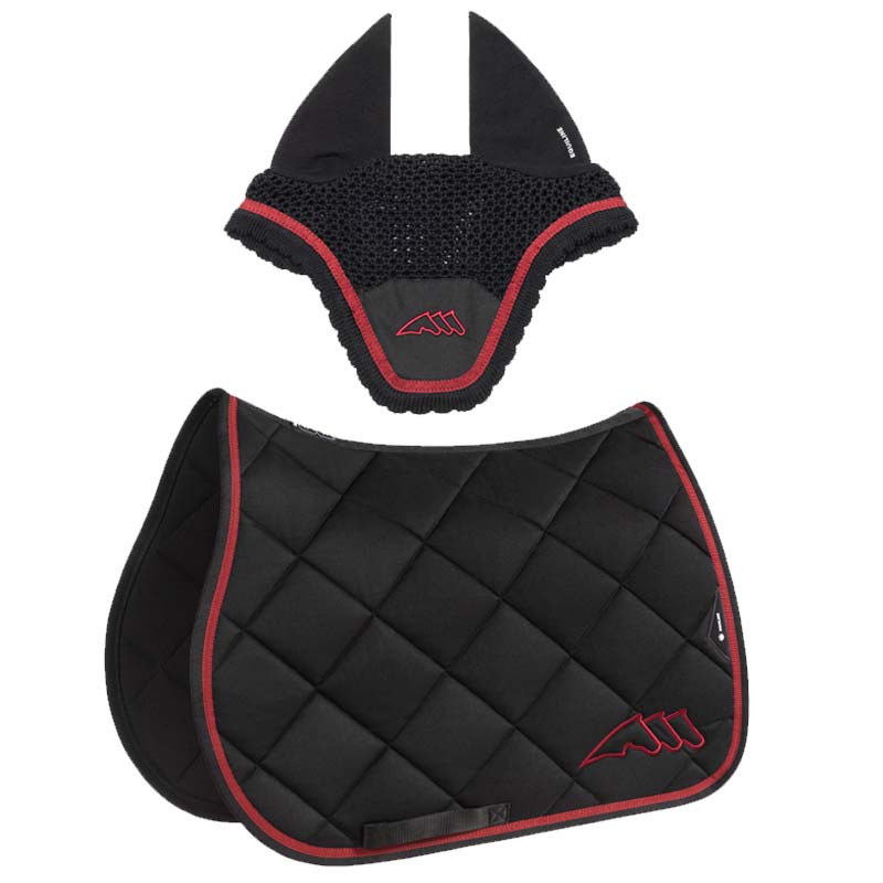 Equiline chroma set satteldecke und fliegenhaube mit farbigem band